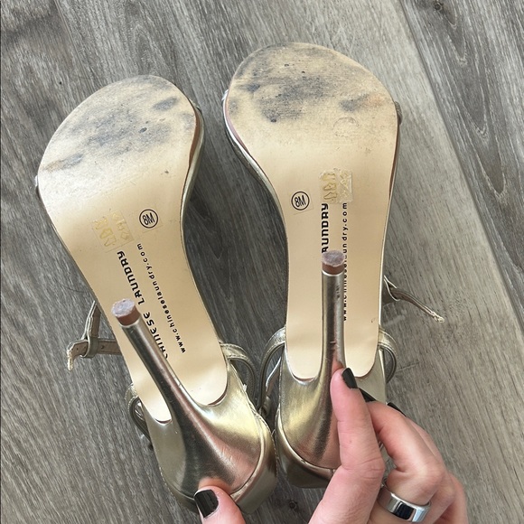 Chinese Laundry Gold Strappy Heels - Picture 2 of 4